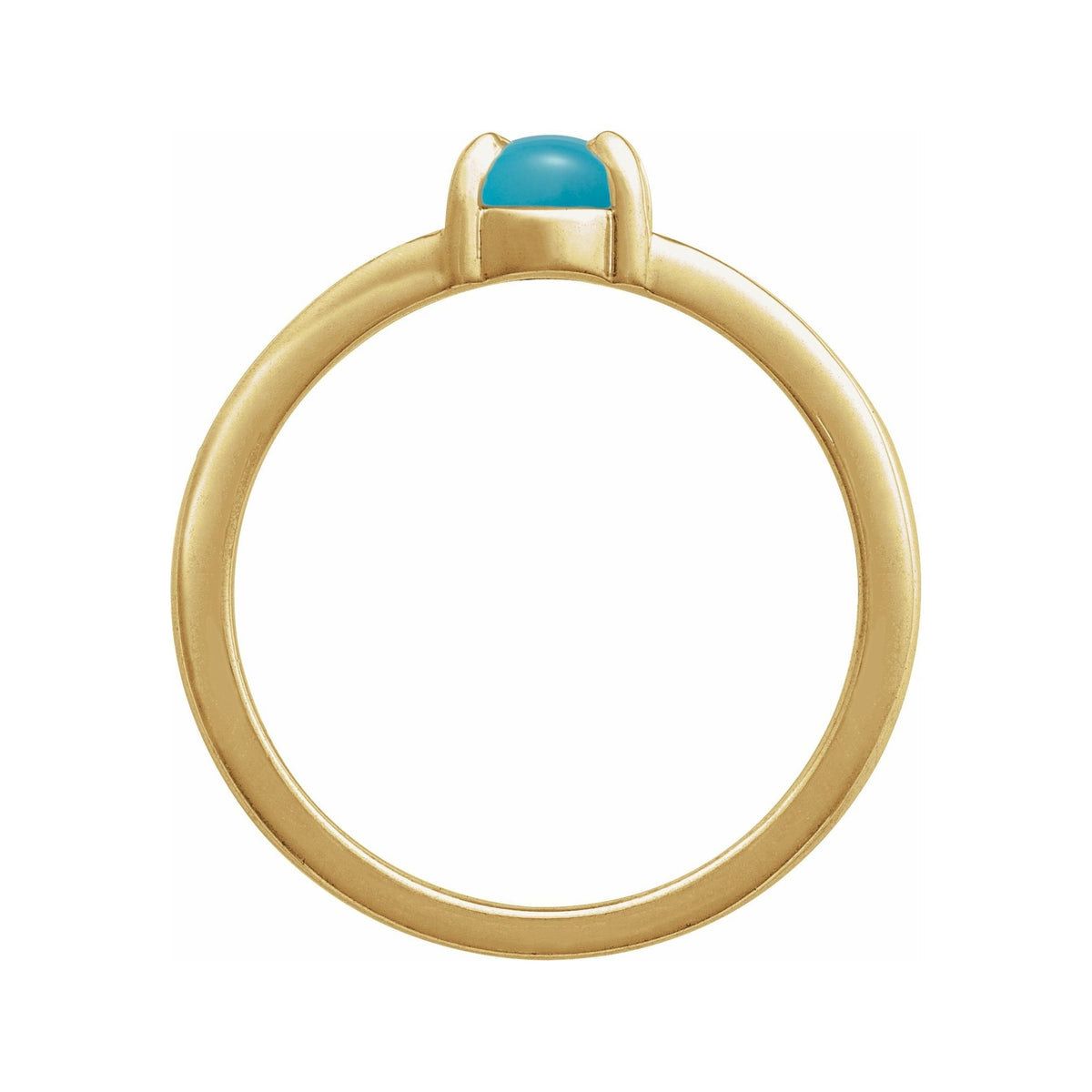 Sapphire Row Natural Gemstone Claw-Prong Cabochon Ring - Turquoise, 14K Yellow Gold, Oval 7 × 5 mm (view 2)