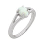 Sapphire Row Natural Gemstone Claw-Prong Cabochon Ring - White Opal, 14K White Gold, Oval 7 × 5 mm