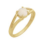 Sapphire Row Natural Gemstone Claw-Prong Cabochon Ring - White Opal, 14K Yellow Gold, Round 6 mm