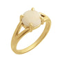 Sapphire Row Natural Gemstone Claw-Prong Cabochon Ring - White Opal, 14K Yellow Gold, Round 8 mm