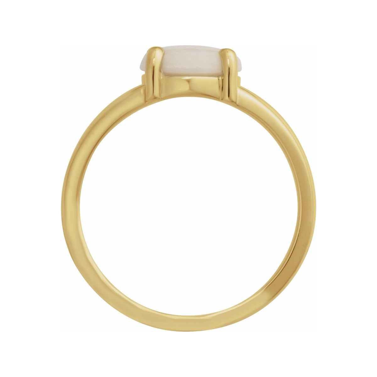Sapphire Row Natural Gemstone Claw-Prong Cabochon Ring - White Opal, 14K Yellow Gold, Round 8 mm (view 2)