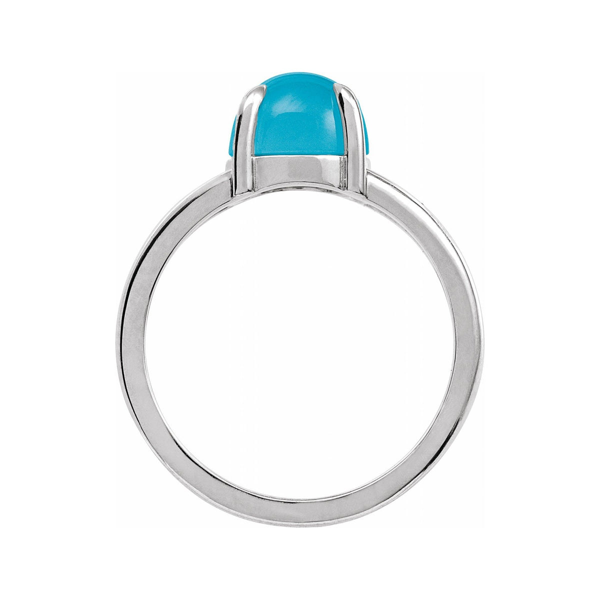 Sapphire Row Natural Gemstone Claw-Prong Cabochon Ring - Turquoise, Platinum, Round 6 mm (view 2)