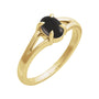 Sapphire Row Natural Gemstone Claw-Prong Cabochon Ring - Onyx, 14K Yellow Gold, Oval 7 × 5 mm