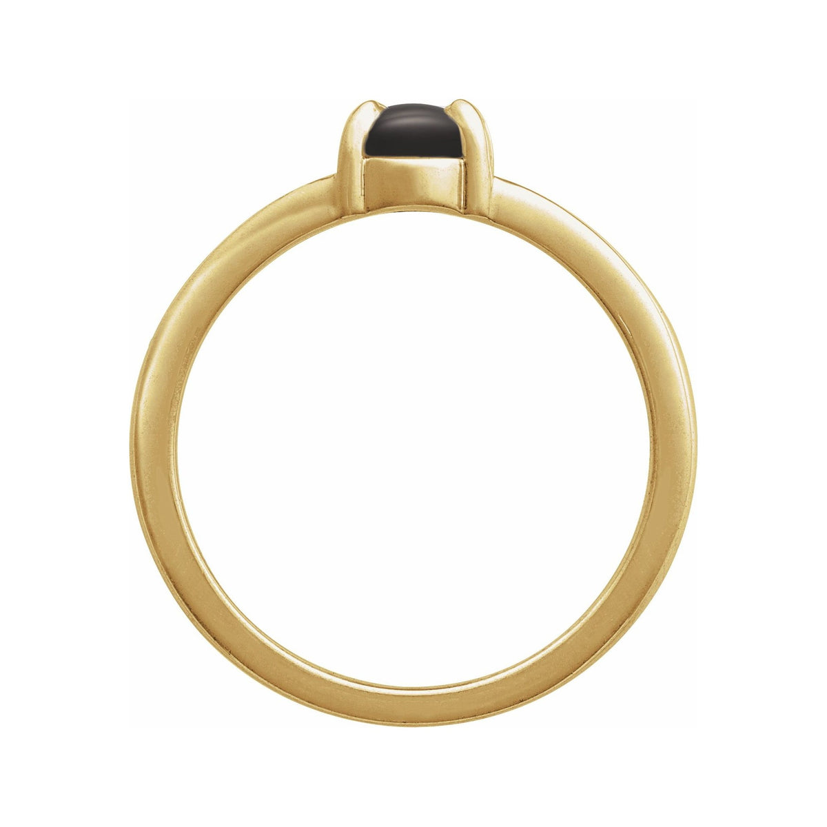 Sapphire Row Natural Gemstone Claw-Prong Cabochon Ring - Onyx, 14K Yellow Gold, Oval 7 × 5 mm (view 2)
