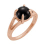 Sapphire Row Natural Gemstone Claw-Prong Cabochon Ring - Onyx, 14K Rose Gold