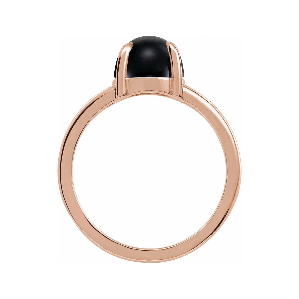 Sapphire Row Natural Gemstone Claw-Prong Cabochon Ring - Onyx, 14K Rose Gold (view 2)