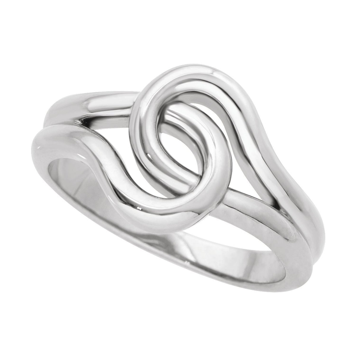 Sapphire Row Gold Interlocking Knot Ring - Platinum (view 4)