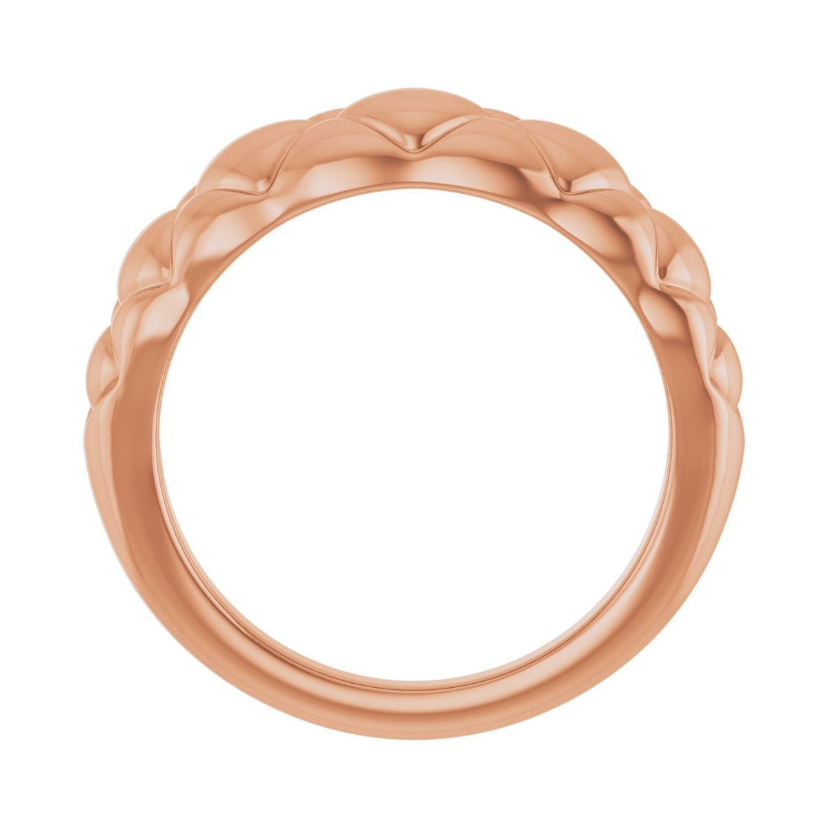 Sapphire Row Gold Quilted Dome Ring - 14K Rose Gold (view 2)