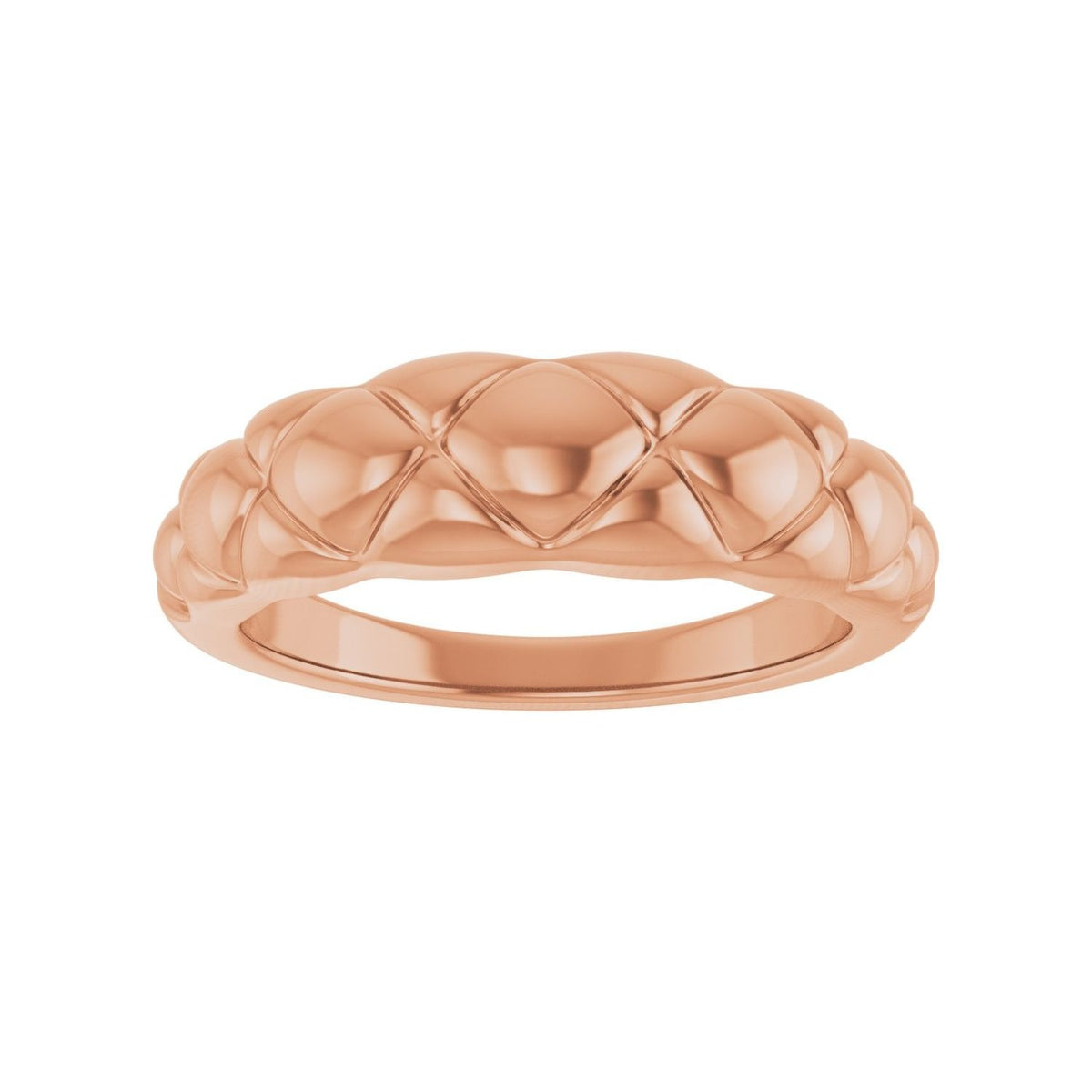Sapphire Row Gold Quilted Dome Ring - 14K Rose Gold (view 3)