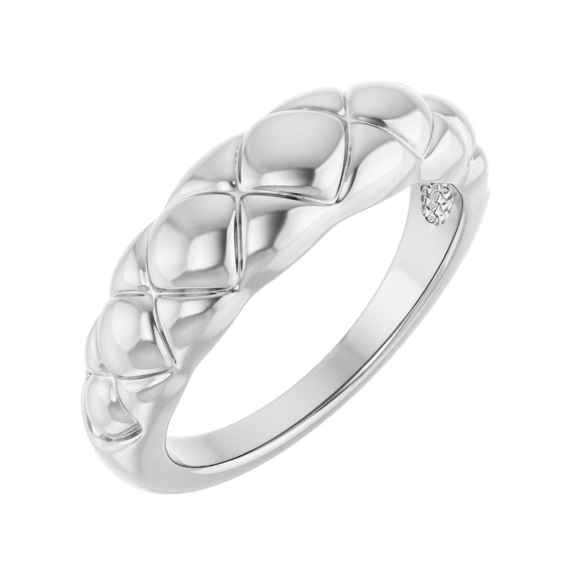 Sapphire Row Gold Quilted Dome Ring - Platinum