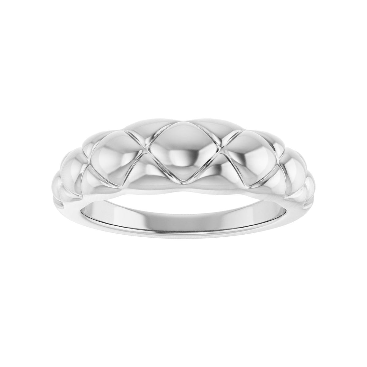 Sapphire Row Gold Quilted Dome Ring - Platinum (view 3)