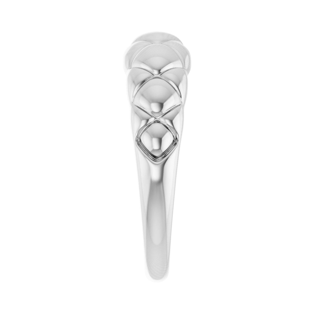 Sapphire Row Gold Quilted Dome Ring - Platinum (view 4)