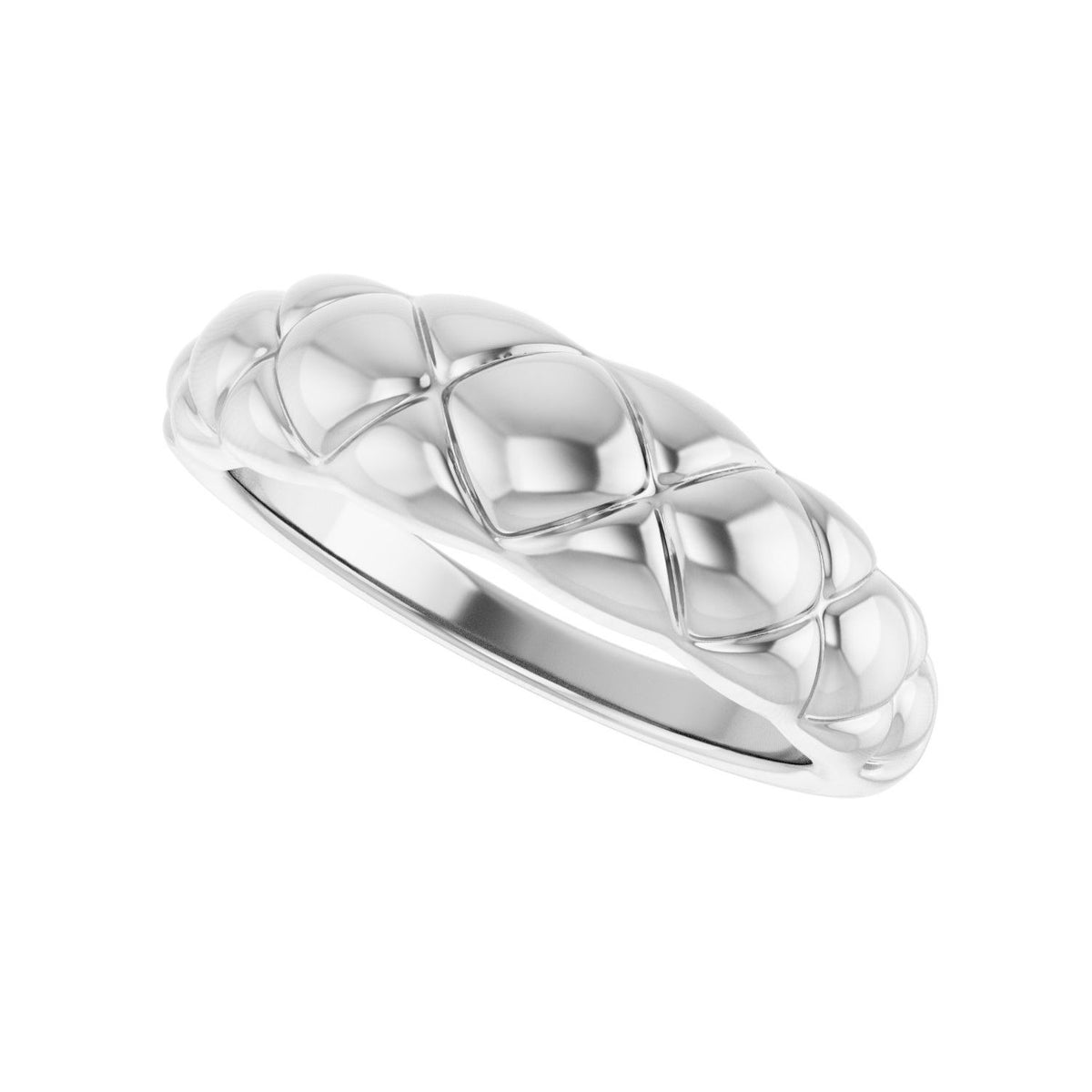 Sapphire Row Gold Quilted Dome Ring - Platinum (view 5)