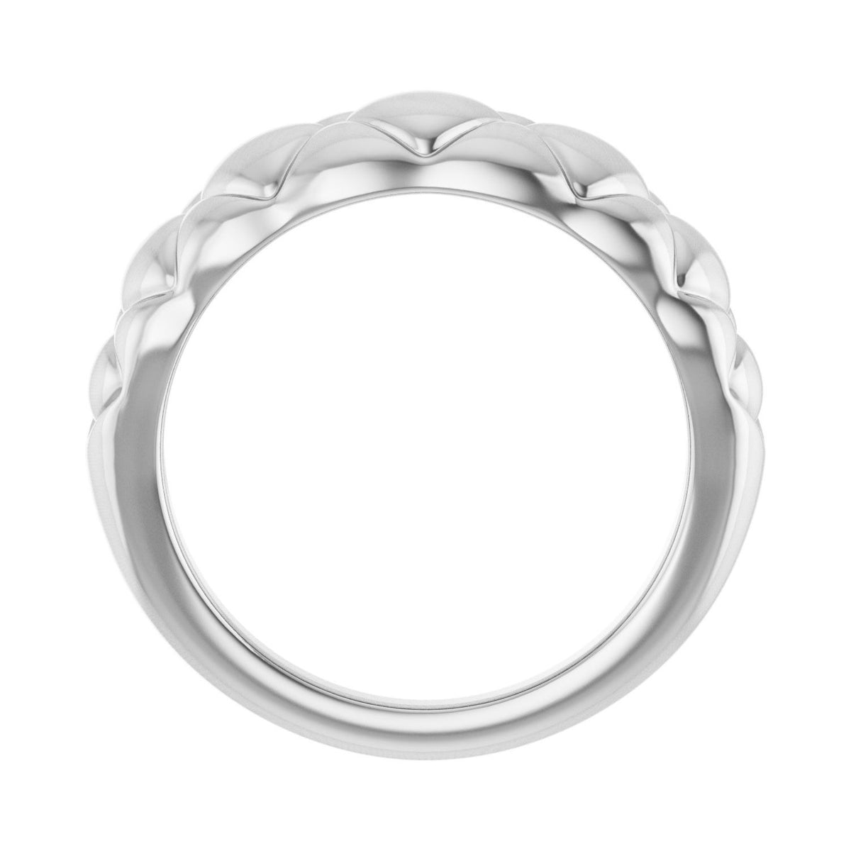 Sapphire Row Gold Quilted Dome Ring - 14K White Gold (view 2)