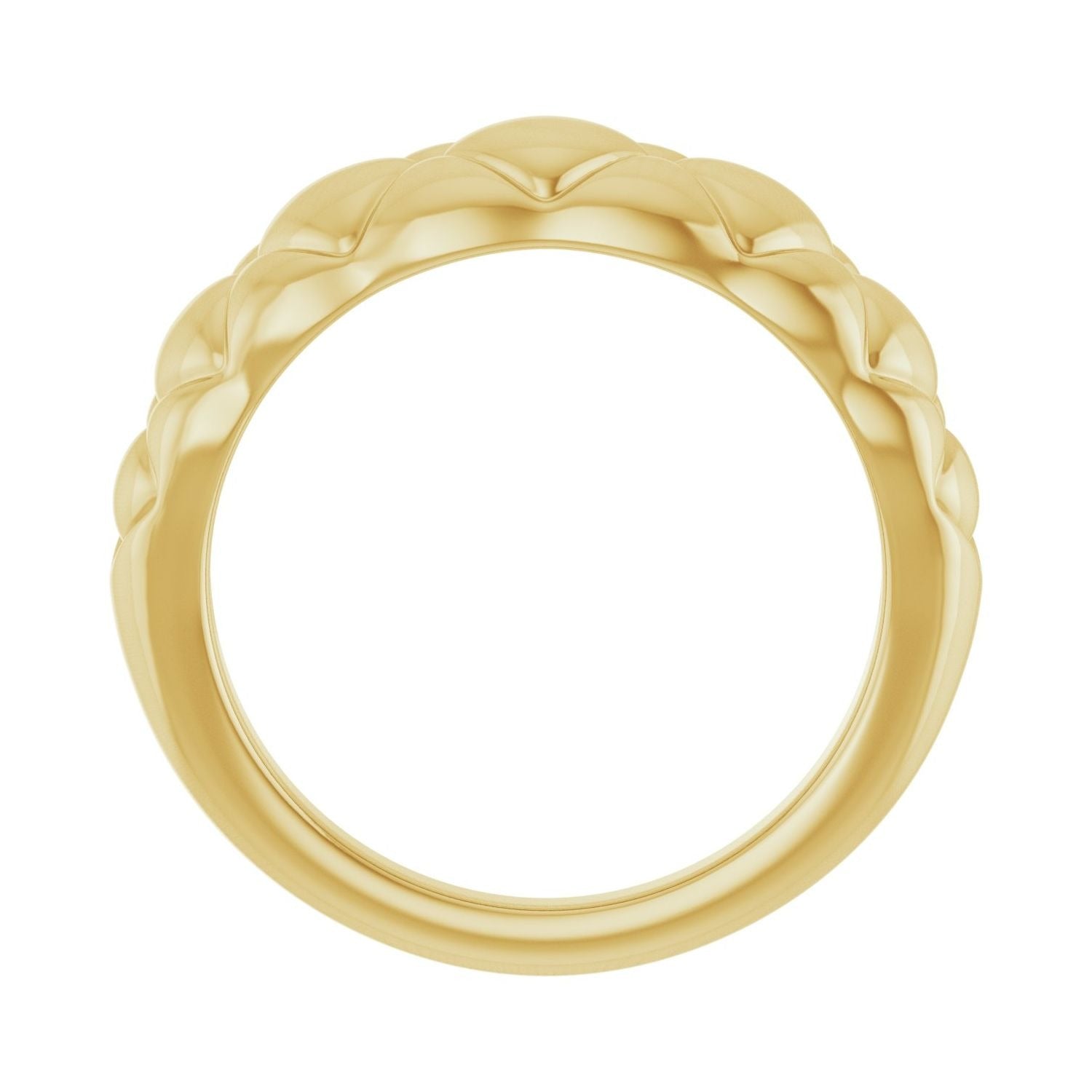 Sapphire Row Gold Quilted Dome Ring - 14K Yellow Gold (view 2)