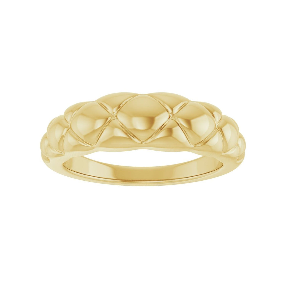 Sapphire Row Gold Quilted Dome Ring - 14K Yellow Gold (view 3)