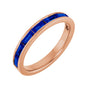 Sapphire Row Natural Gemstone Baguette Channel Stackable Ring - Blue Sapphire, 14K Rose Gold