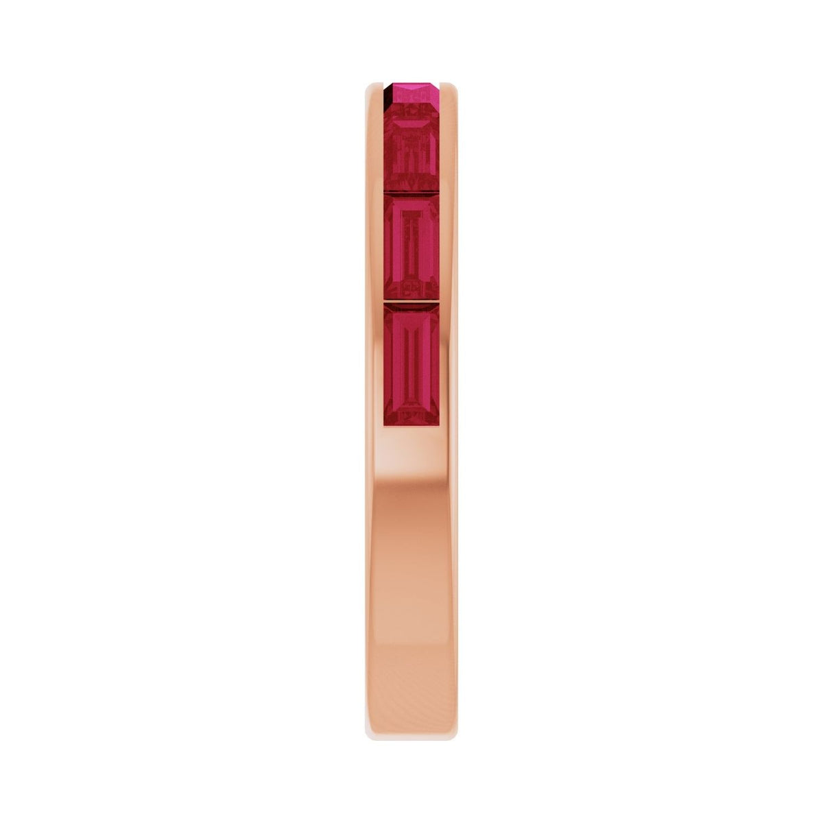 Sapphire Row Natural Gemstone Baguette Channel Stackable Ring - Ruby, 14K Rose Gold (view 4)
