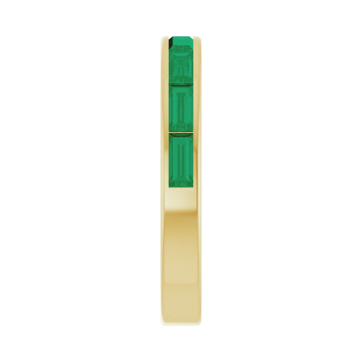 Sapphire Row Natural Gemstone Baguette Channel Stackable Ring - Emerald, 14K Yellow Gold (view 4)