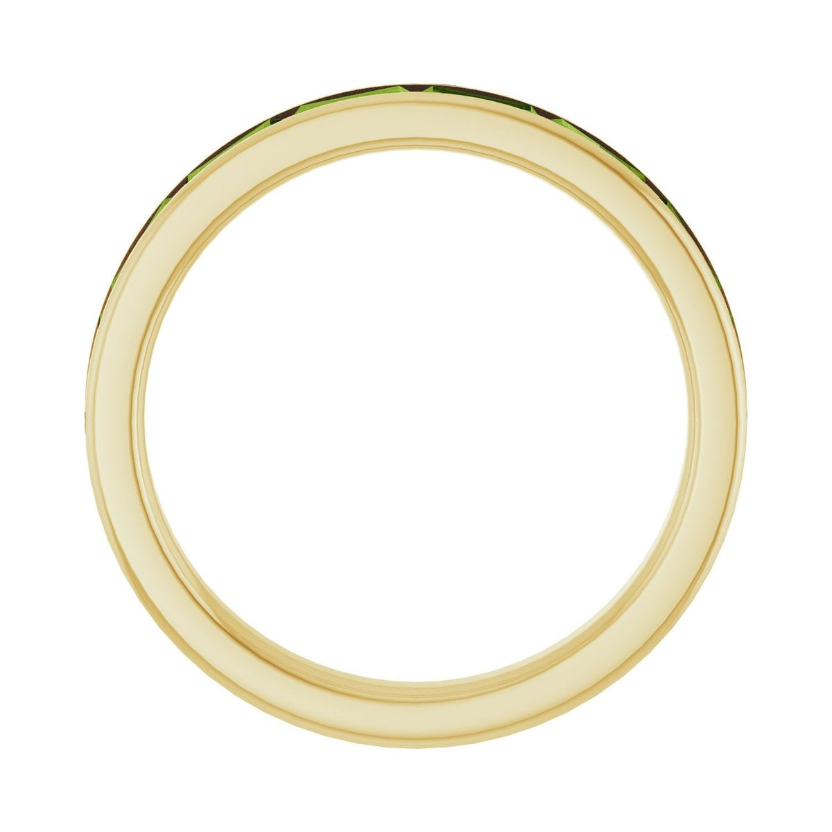 Sapphire Row Natural Gemstone Baguette Channel Stackable Ring - Peridot, 14K Yellow Gold (view 2)
