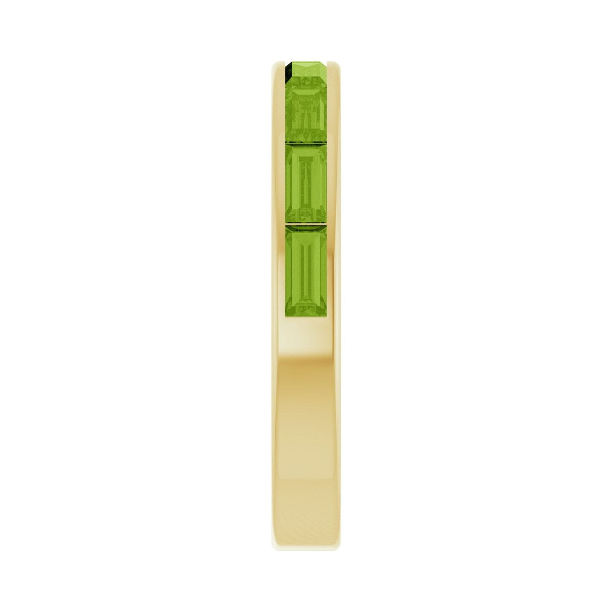 Sapphire Row Natural Gemstone Baguette Channel Stackable Ring - Peridot, 14K Yellow Gold (view 4)
