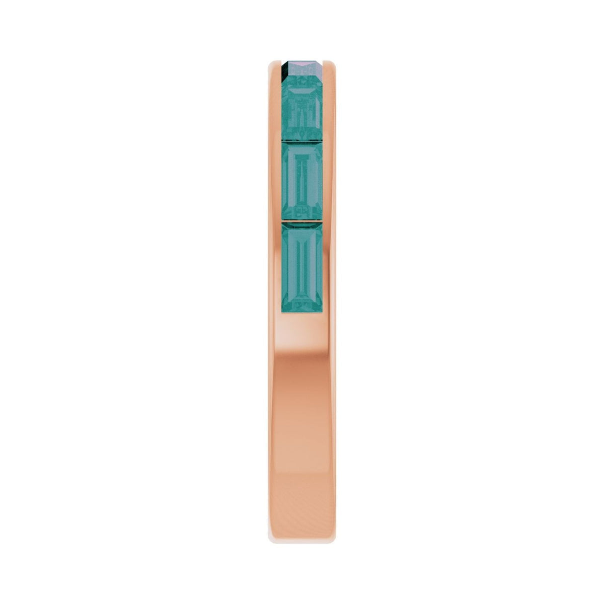Sapphire Row Lab-Grown Gemstone Baguette Channel Stackable Ring - Alexandrite, 14K Rose Gold (view 4)