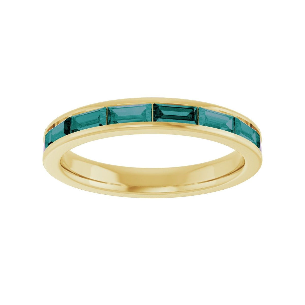 Sapphire Row Lab-Grown Gemstone Baguette Channel Stackable Ring - Alexandrite, 14K Yellow Gold (view 3)
