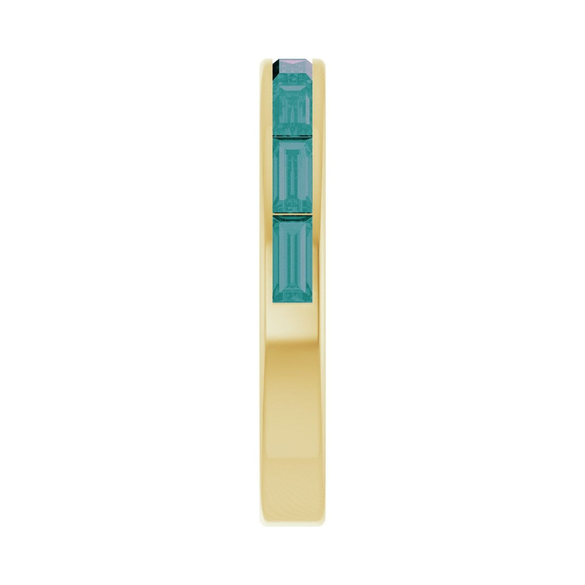 Sapphire Row Lab-Grown Gemstone Baguette Channel Stackable Ring - Alexandrite, 14K Yellow Gold (view 4)