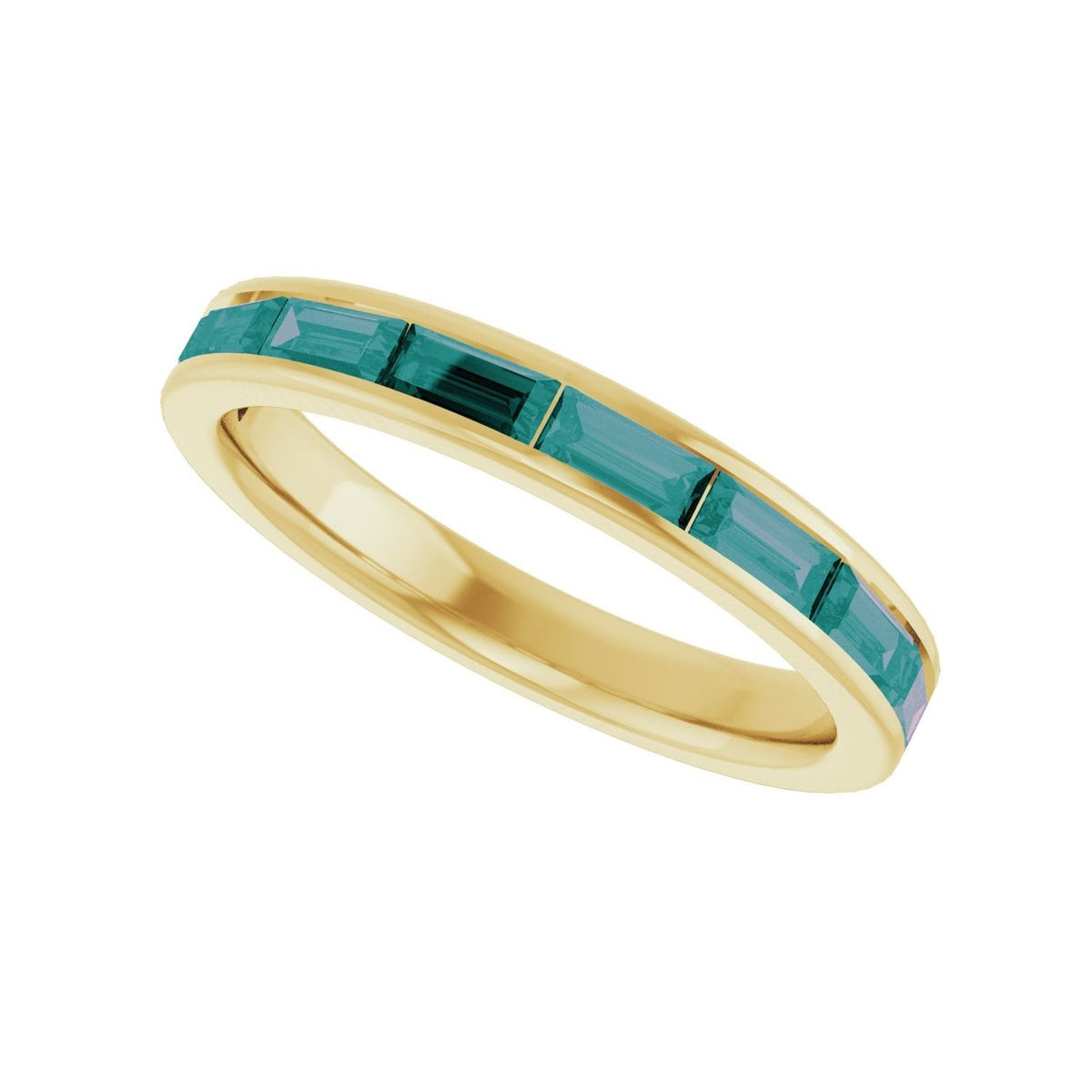 Sapphire Row Lab-Grown Gemstone Baguette Channel Stackable Ring - Alexandrite, 14K Yellow Gold (view 5)