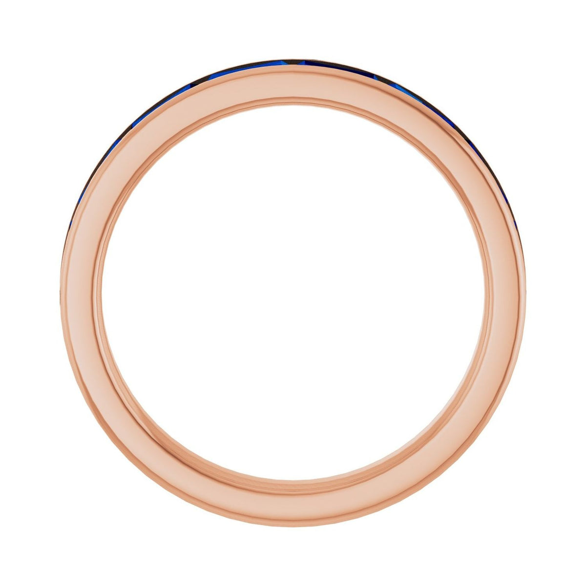 Sapphire Row Lab-Grown Gemstone Baguette Channel Stackable Ring - Blue Sapphire, 14K Rose Gold (view 2)