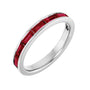 Sapphire Row Lab-Grown Gemstone Baguette Channel Stackable Ring - Ruby, 14K White Gold