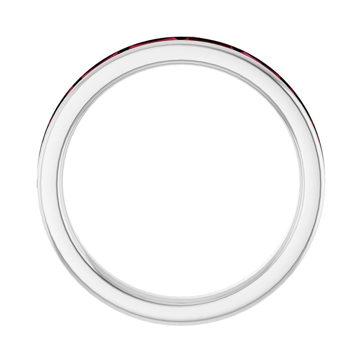 Sapphire Row Lab-Grown Gemstone Baguette Channel Stackable Ring - Ruby, 14K White Gold (view 2)