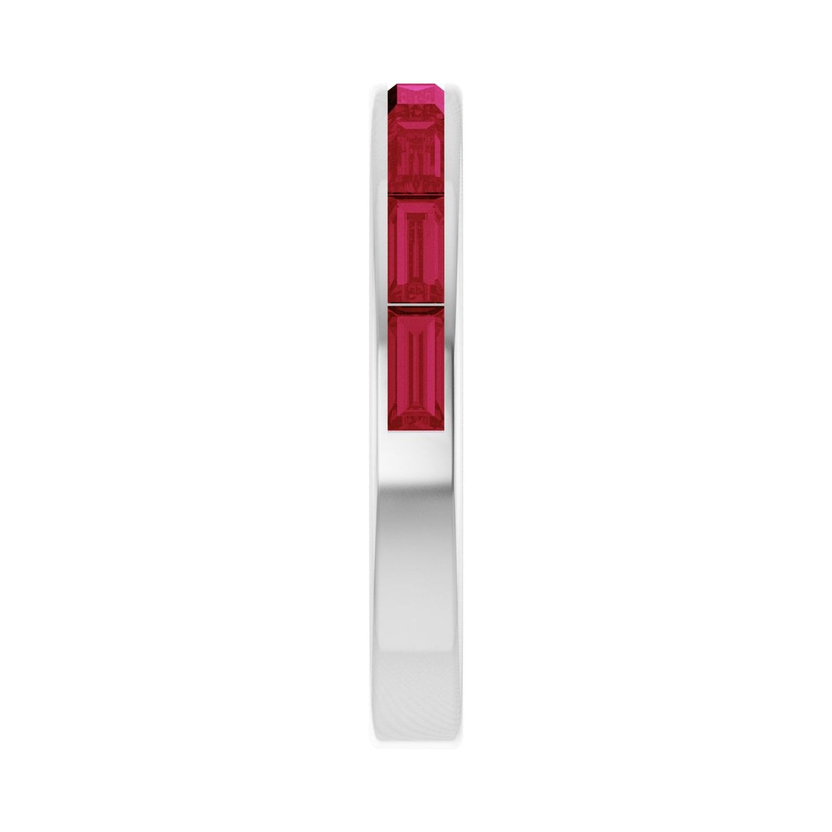 Sapphire Row Lab-Grown Gemstone Baguette Channel Stackable Ring - Ruby, 14K White Gold (view 4)