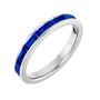 Sapphire Row Lab-Grown Gemstone Baguette Channel Stackable Ring - Blue Sapphire, 14K White Gold