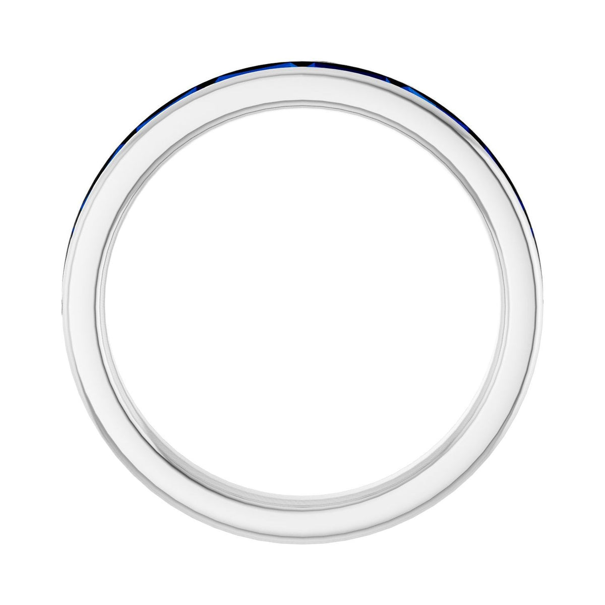 Sapphire Row Lab-Grown Gemstone Baguette Channel Stackable Ring - Blue Sapphire, 14K White Gold (view 2)