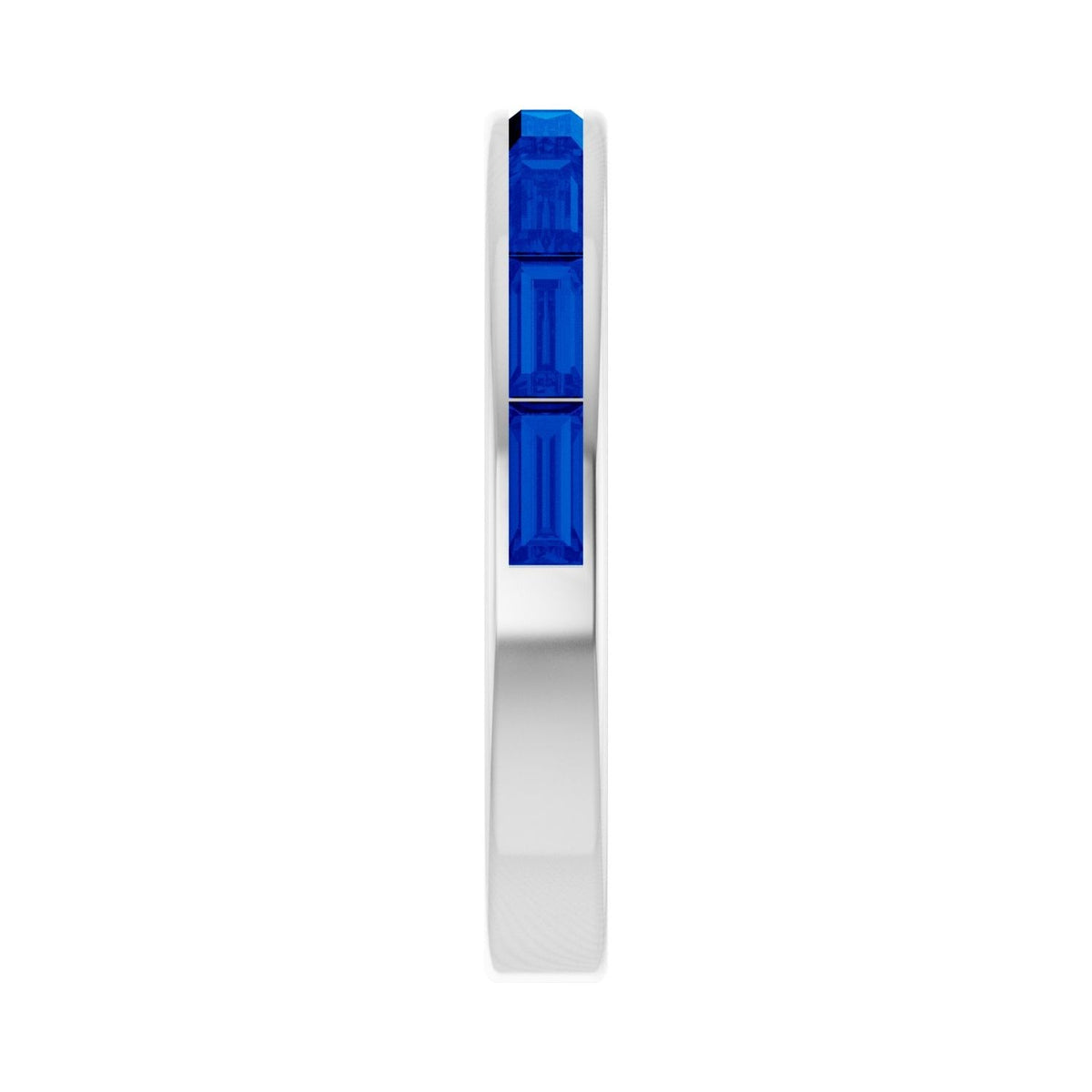 Sapphire Row Lab-Grown Gemstone Baguette Channel Stackable Ring - Blue Sapphire, 14K White Gold (view 4)