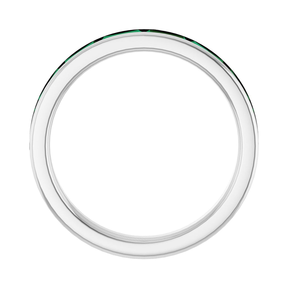 Sapphire Row Lab-Grown Gemstone Baguette Channel Stackable Ring - Emerald, 14K White Gold (view 2)