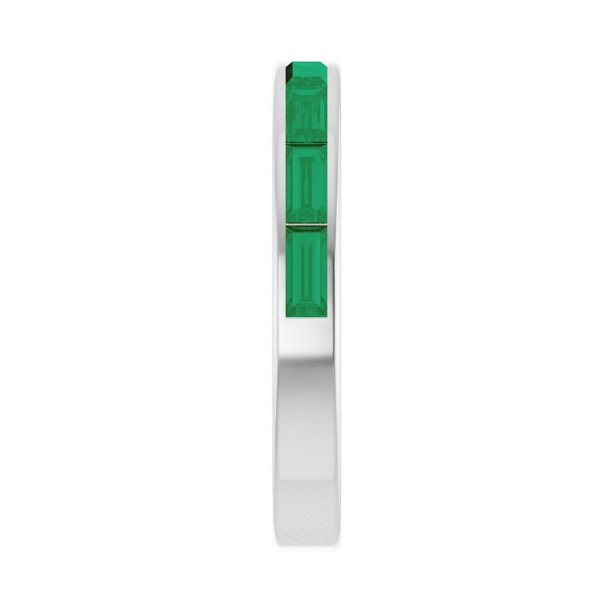 Sapphire Row Lab-Grown Gemstone Baguette Channel Stackable Ring - Emerald, 14K White Gold (view 4)