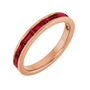 Sapphire Row Lab-Grown Gemstone Baguette Channel Stackable Ring - Ruby, 14K Rose Gold