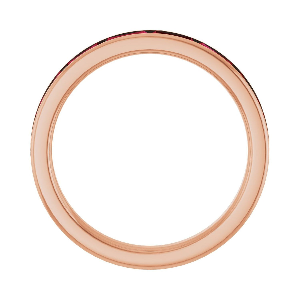 Sapphire Row Lab-Grown Gemstone Baguette Channel Stackable Ring - Ruby, 14K Rose Gold (view 2)