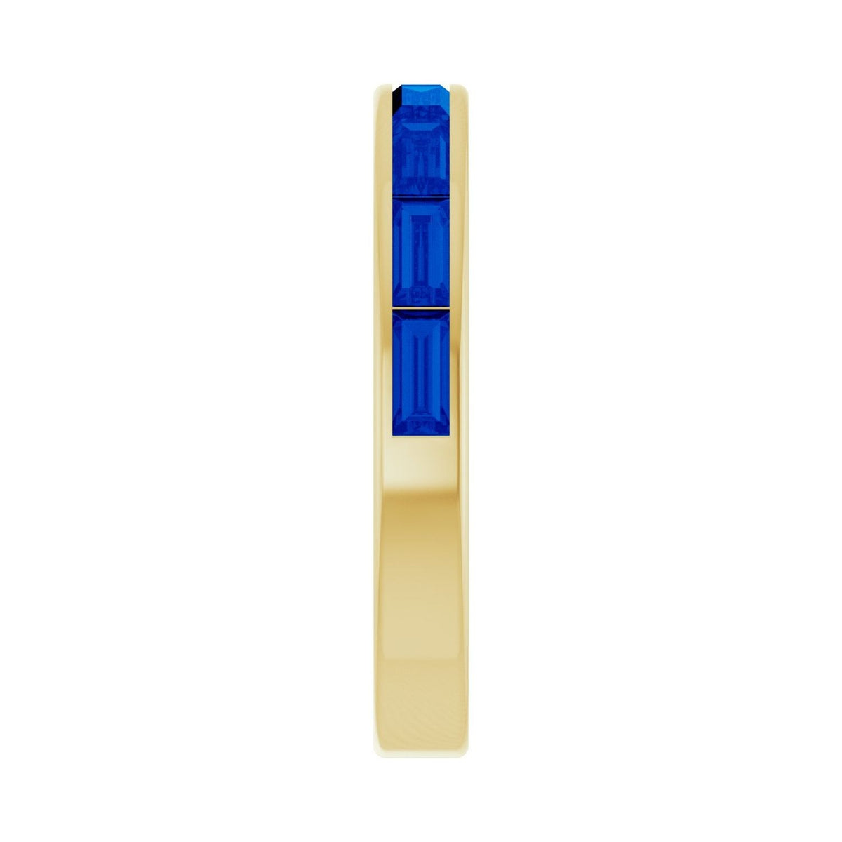 Sapphire Row Lab-Grown Gemstone Baguette Channel Stackable Ring - Blue Sapphire, 14K Yellow Gold (view 4)