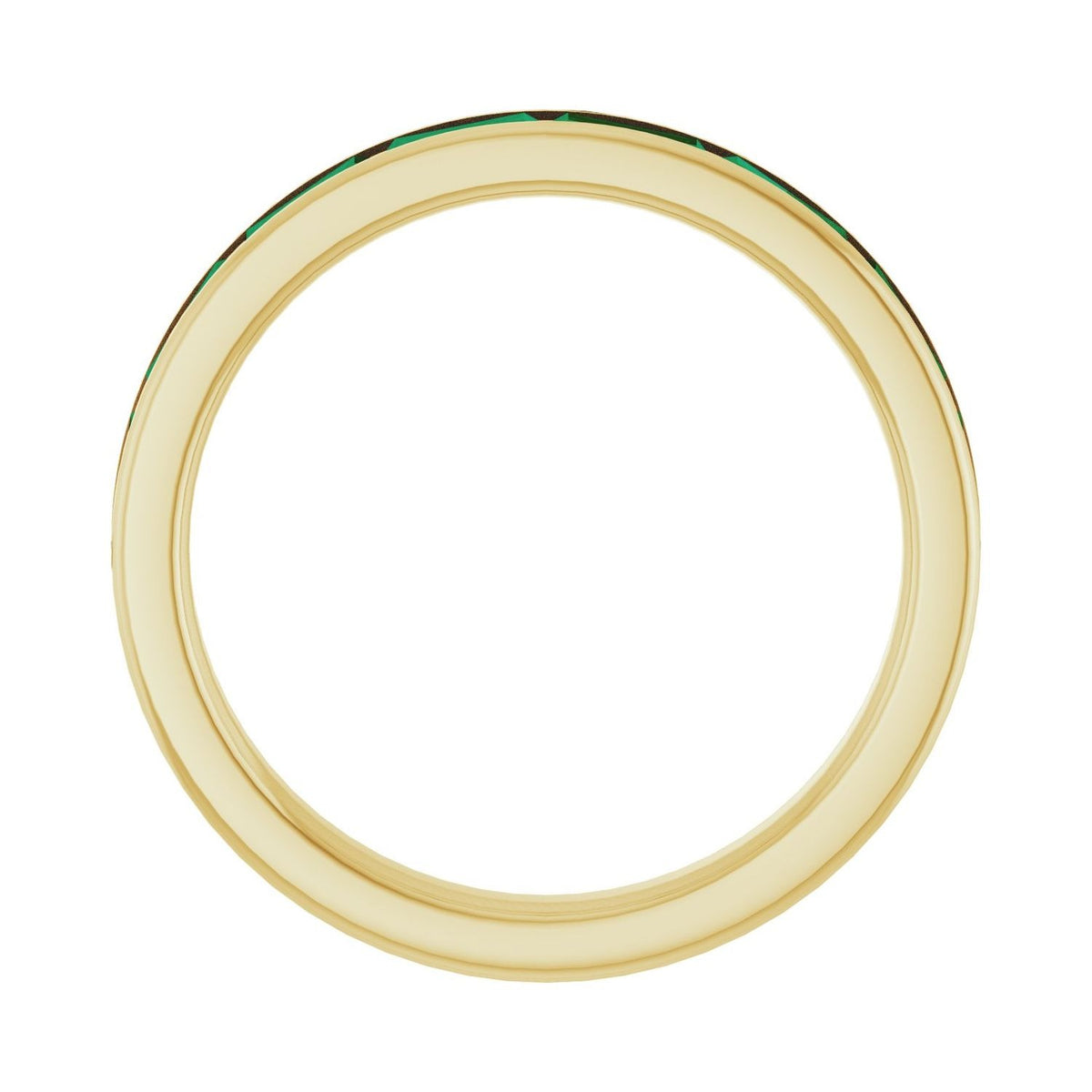 Sapphire Row Lab-Grown Gemstone Baguette Channel Stackable Ring - Emerald, 14K Yellow Gold (view 2)