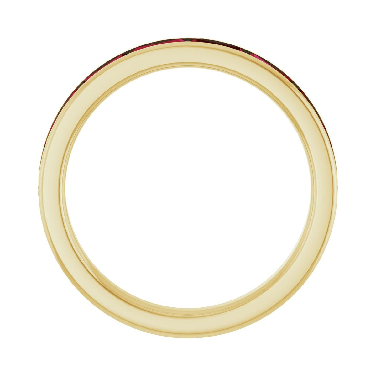 Sapphire Row Lab-Grown Gemstone Baguette Channel Stackable Ring - Ruby, 14K Yellow Gold (view 2)