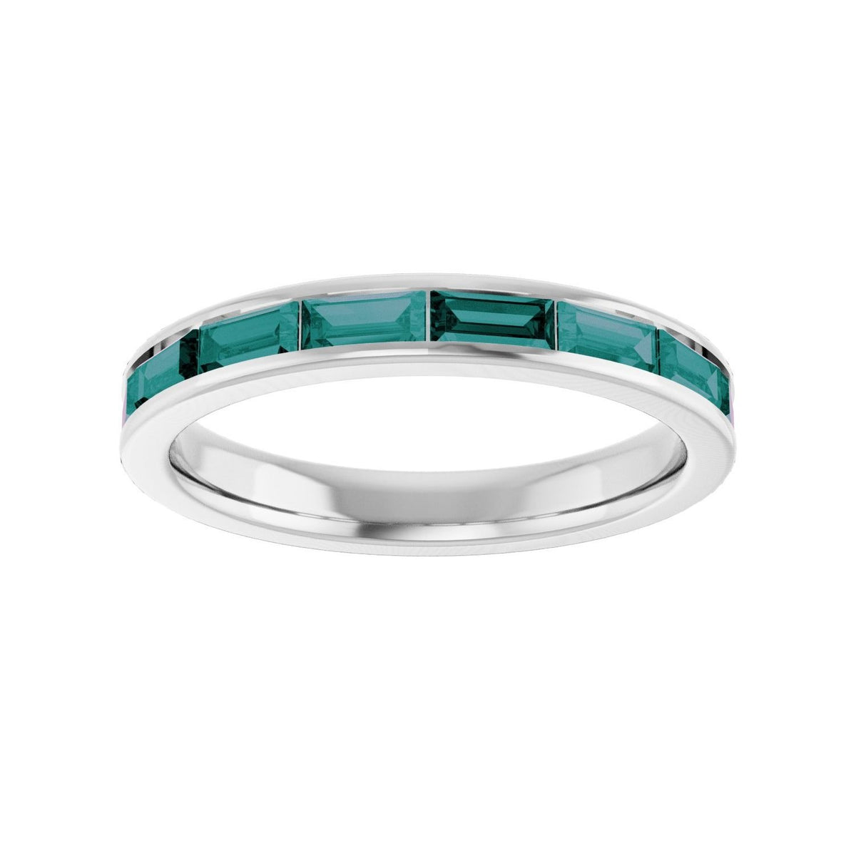 Sapphire Row Lab-Grown Gemstone Baguette Channel Stackable Ring - Alexandrite, 14K White Gold (view 3)