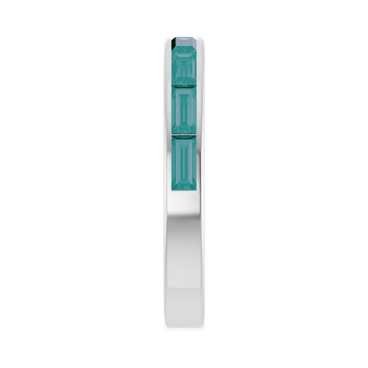 Sapphire Row Lab-Grown Gemstone Baguette Channel Stackable Ring - Alexandrite, 14K White Gold (view 4)