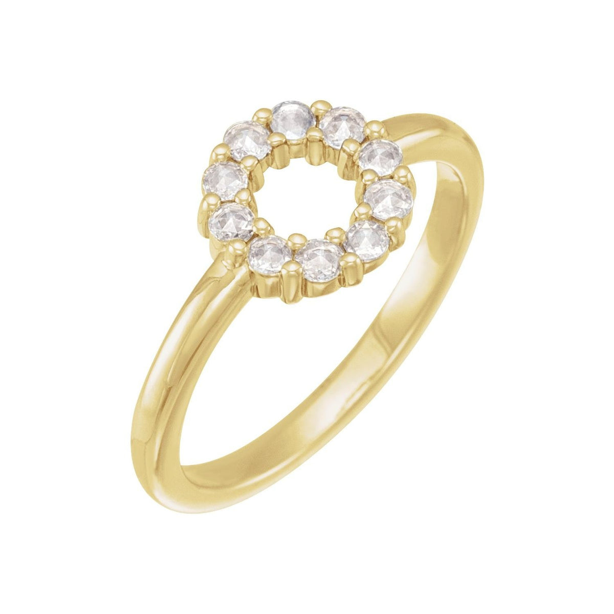 Sapphire Row Natural Gemstone Rose-Cut Circle Ring - Diamond, 14K Yellow Gold