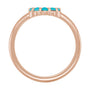 Sapphire Row Natural Gemstone Rose-Cut Circle Ring - Turquoise, 14K Rose Gold (view 2)