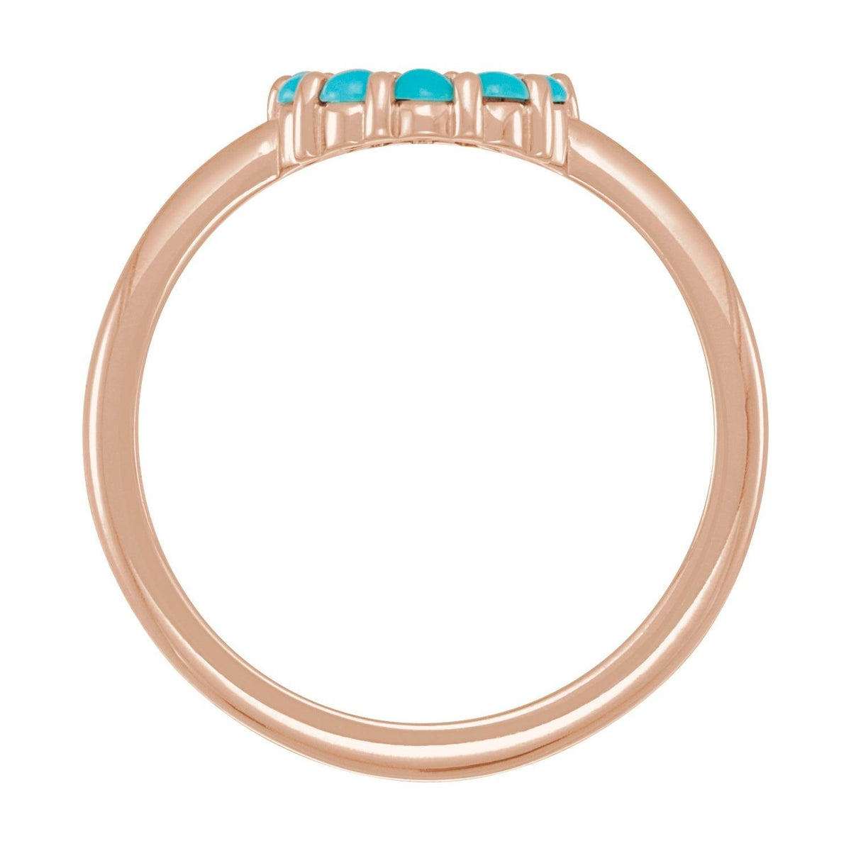 Sapphire Row Natural Gemstone Rose-Cut Circle Ring - Turquoise, 14K Rose Gold (view 2)