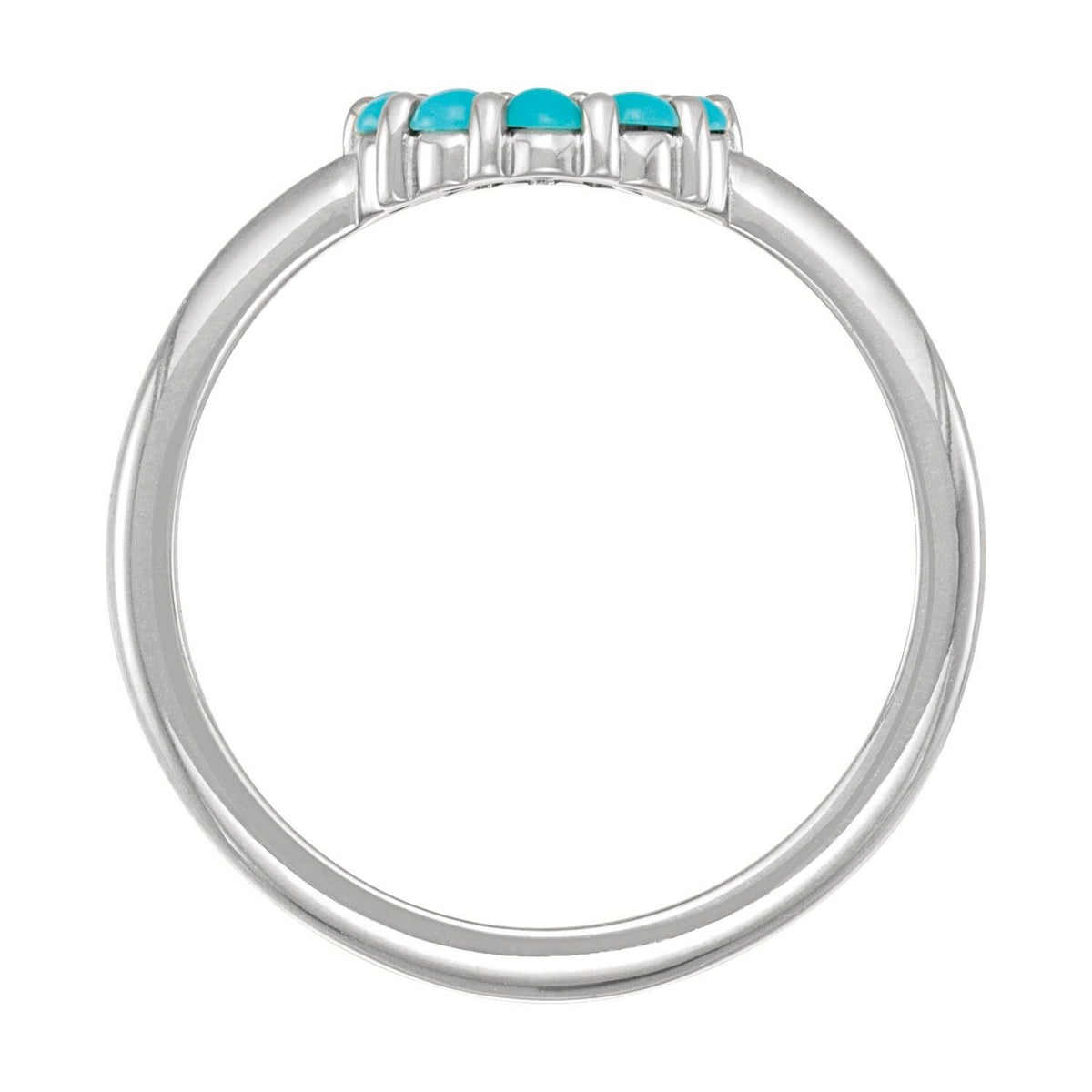 Sapphire Row Natural Gemstone Rose-Cut Circle Ring - Turquoise, 14K White Gold (view 2)