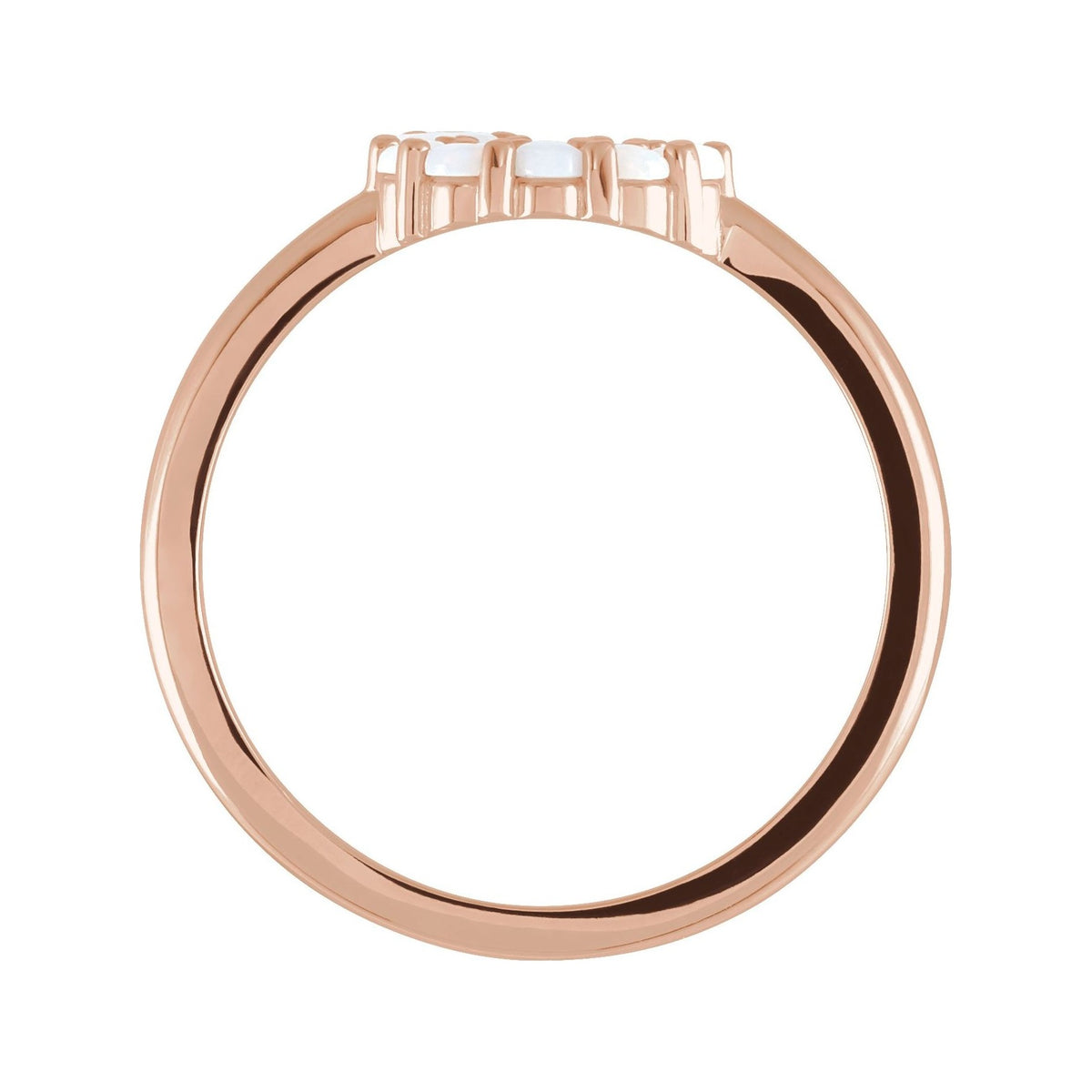Sapphire Row Natural Gemstone Rose-Cut Circle Ring - White Opal, 14K Rose Gold (view 2)